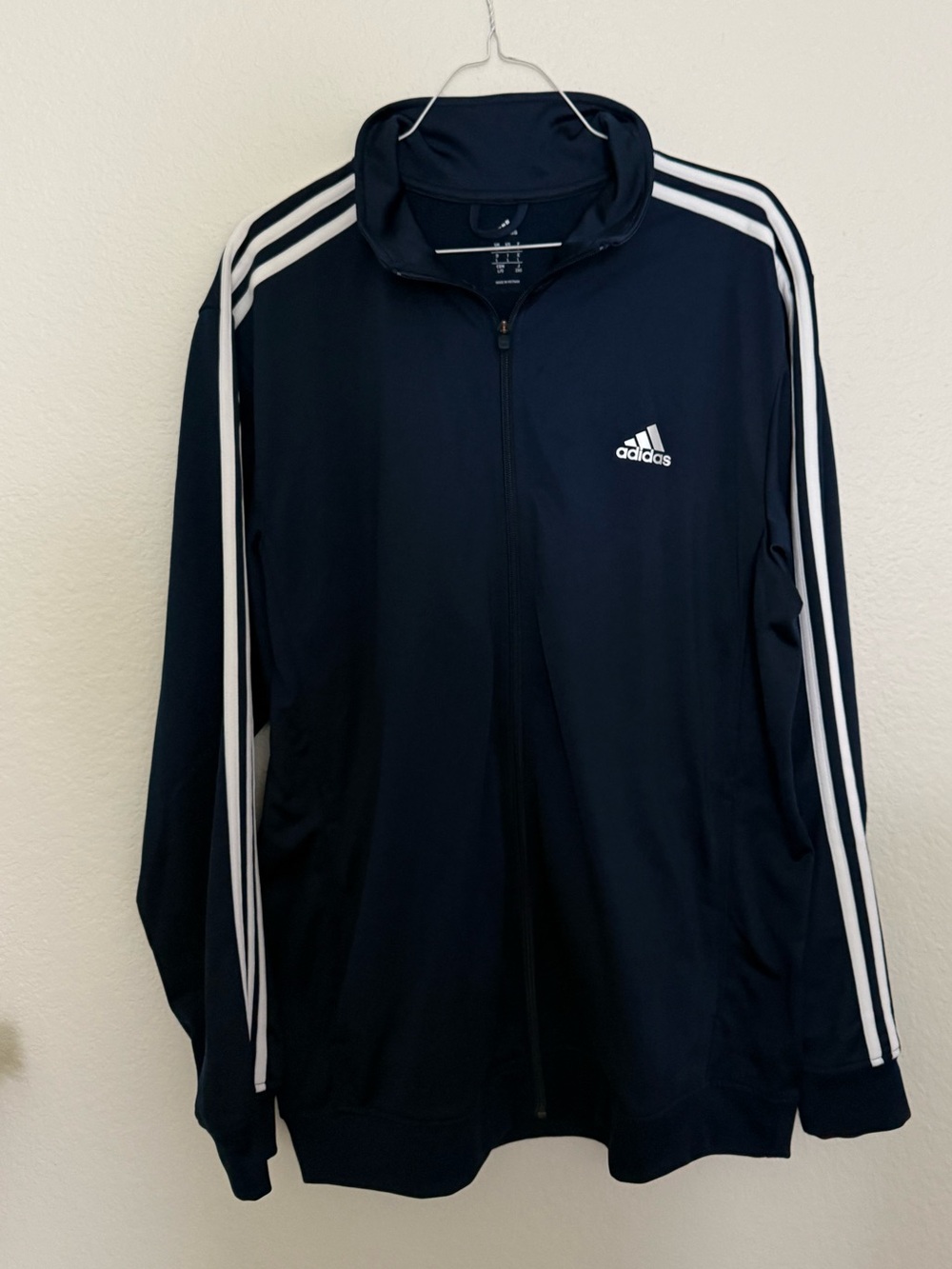 Adidas Men's Navy Track Jacket with White Stripes